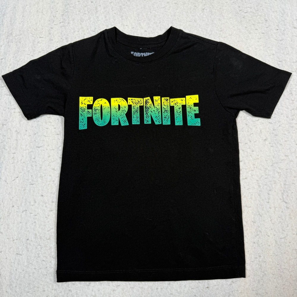 Fortnite Kids Graphic T-Shirt Black Short Sleeve Logo Tee Size S 6/7